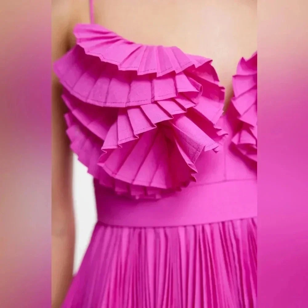 Acler Griffith Ruffled Mini Dress with Spaghetti Straps Size 10 - Picture 4 of 10